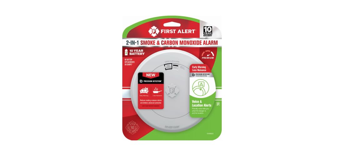 10 Year Battery-Powered Photoelectric Smoke and Carbon Monoxide Detector Y7860