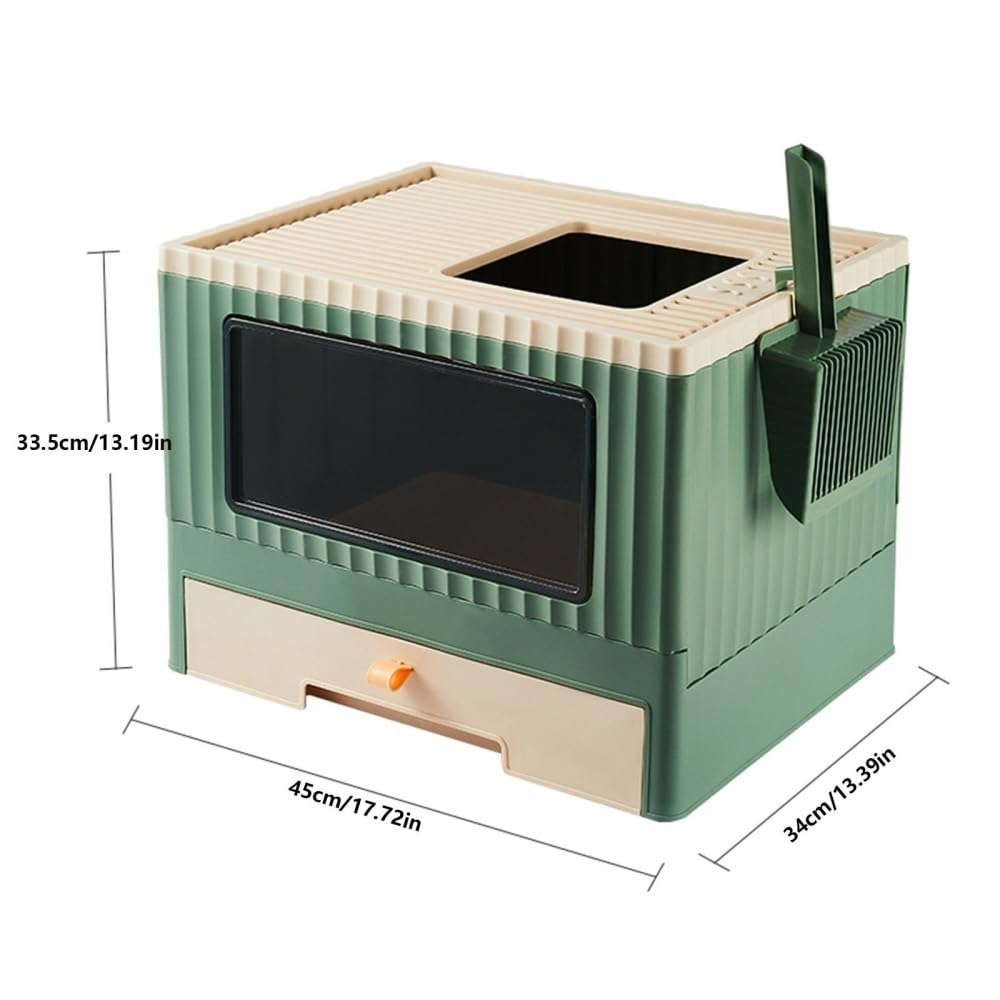 Foldable Top Entry Cat Litter Box with Lid H18004
