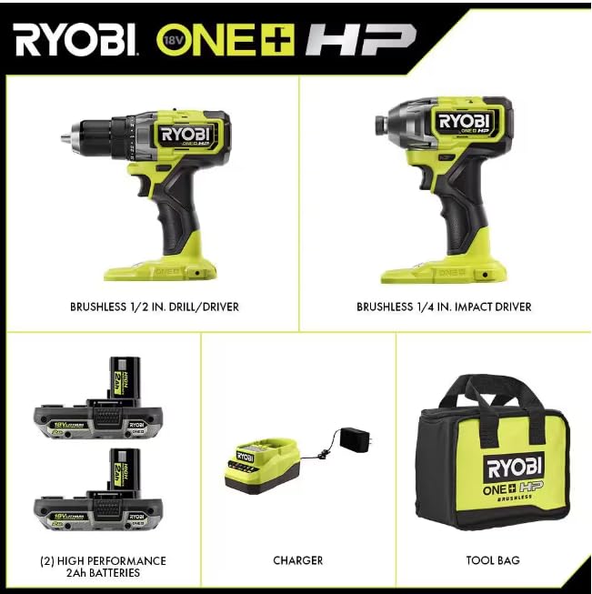 18V Brushless Cordless 2-Tool Combo Kit with 2.0 AH Batteries and Charger I780