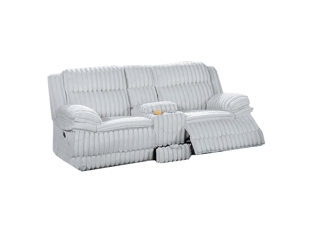Light Gray Corduroy Loveseat Recliner with Console Drawer C59528