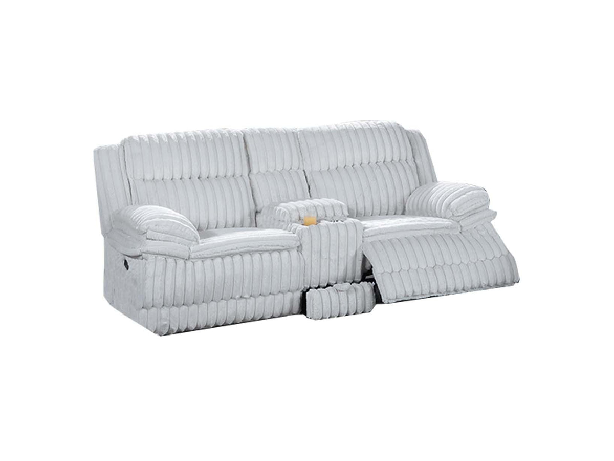 Light Gray Corduroy Loveseat Recliner with Console Drawer C59528