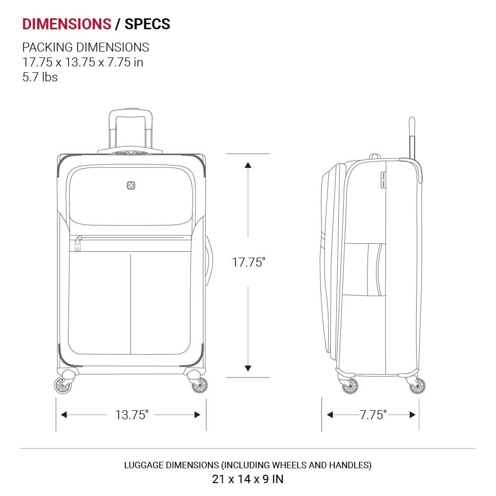 Black 18-Inch Softside Carry-On Luggage with Spinner Wheels J974