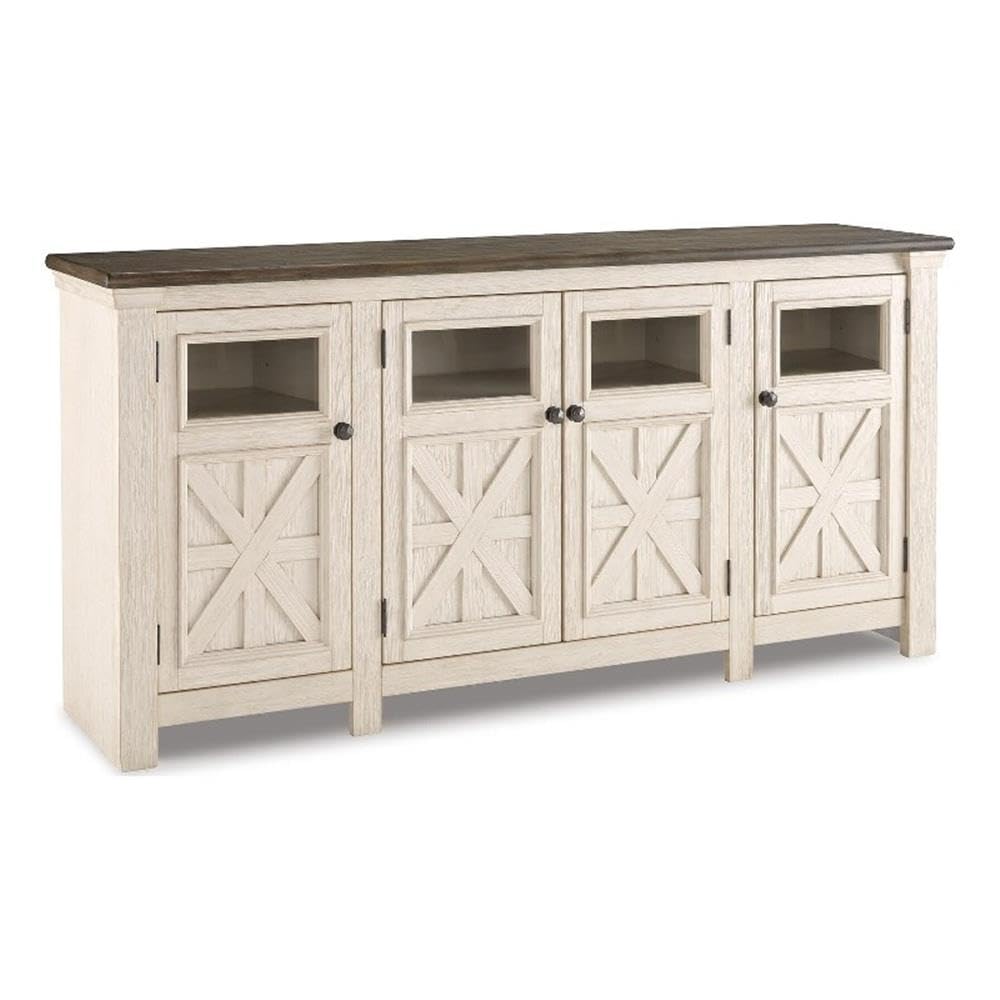 74" TV Stand with Glass-Inlay Doors S867