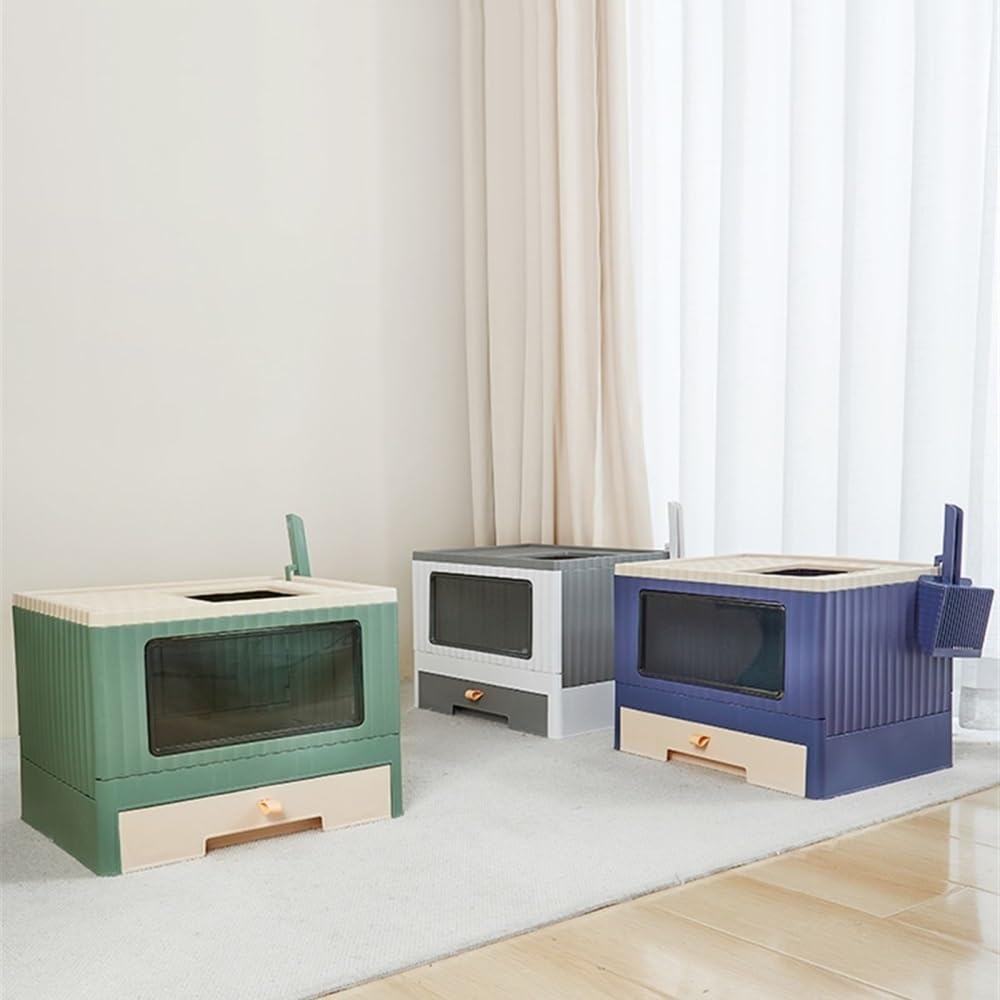 Foldable Top Entry Cat Litter Box with Lid H18004