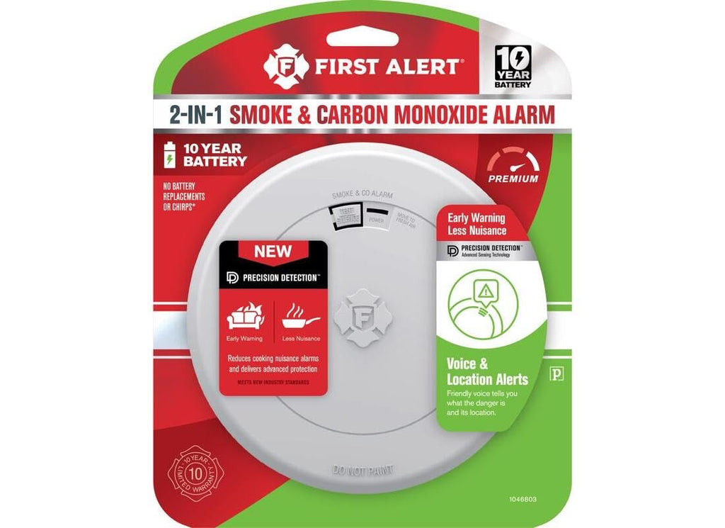 10 Year Battery-Powered Photoelectric Smoke and Carbon Monoxide Detector Y7860