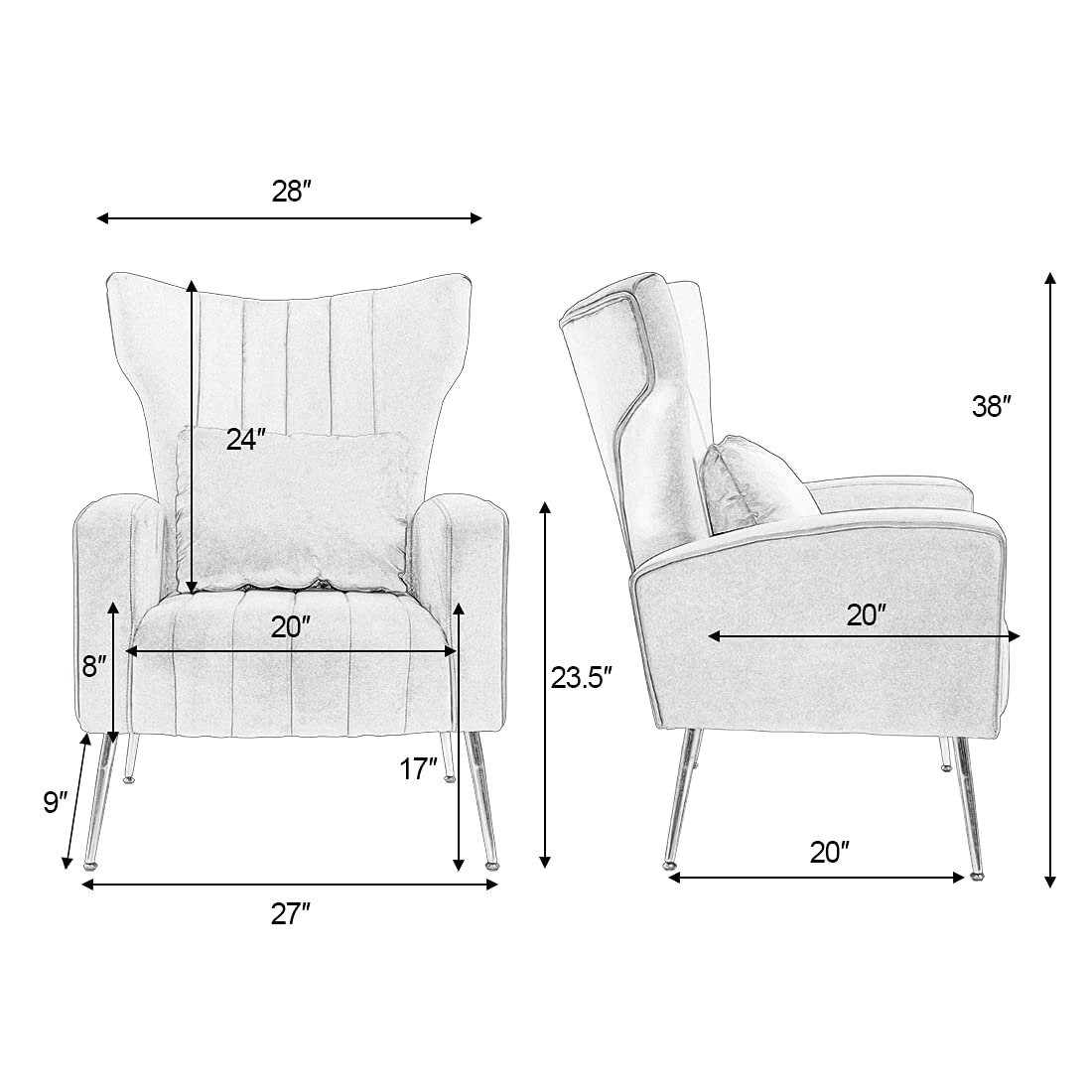 Velvet Accent Chairs Set of 2 Green N582753