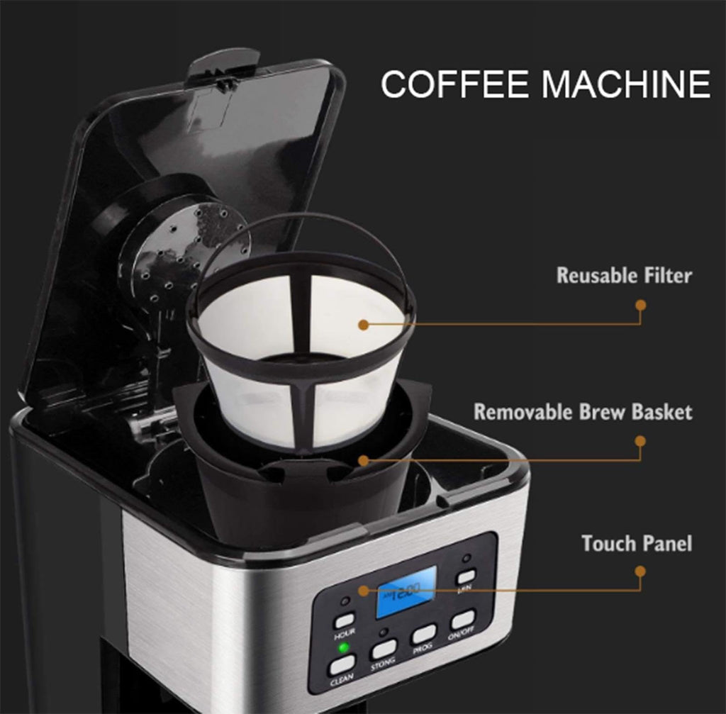 12 Cup Programmable Drip Coffee Maker with Glass Carafe I688