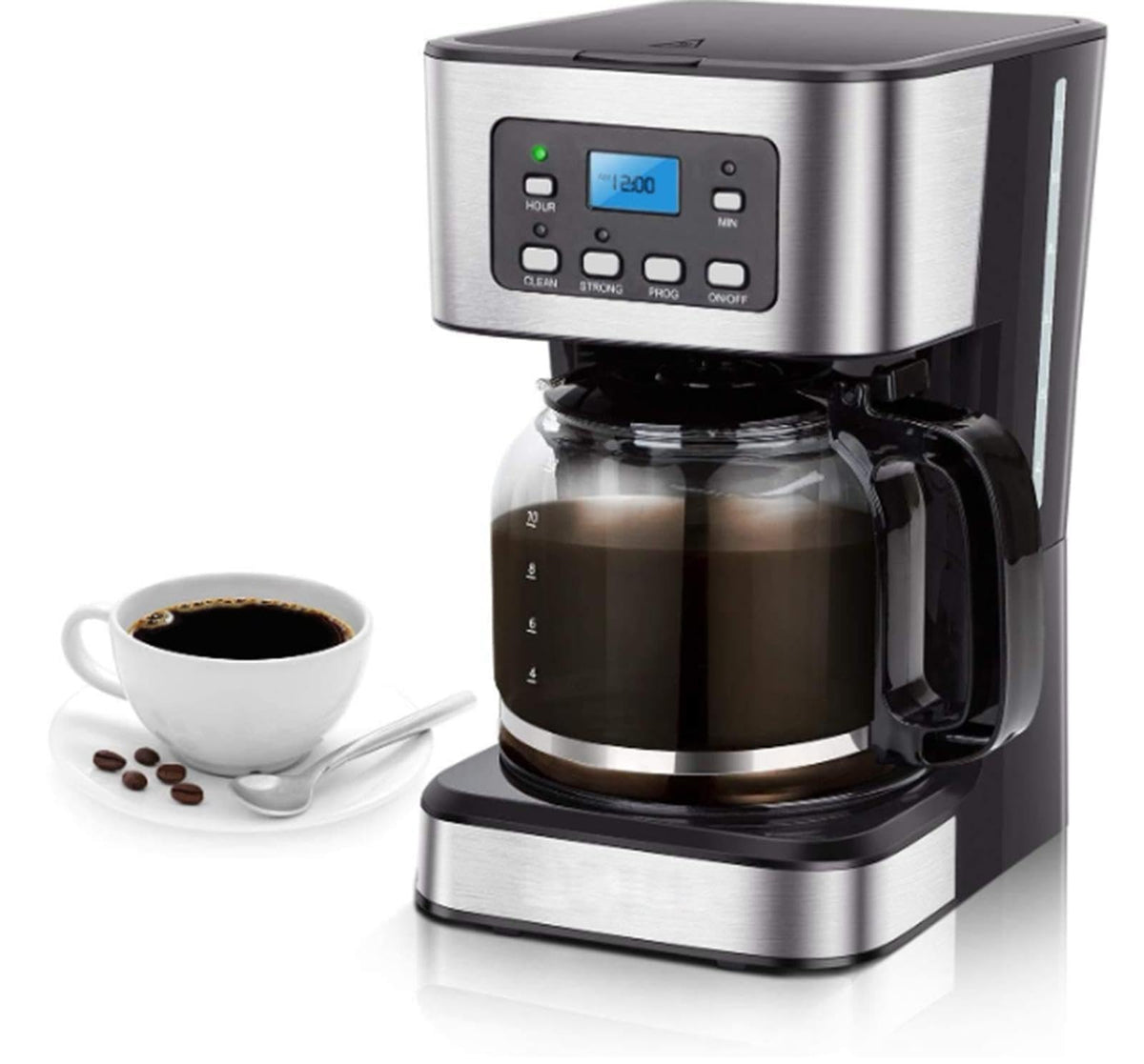 12 Cup Programmable Drip Coffee Maker with Glass Carafe I688