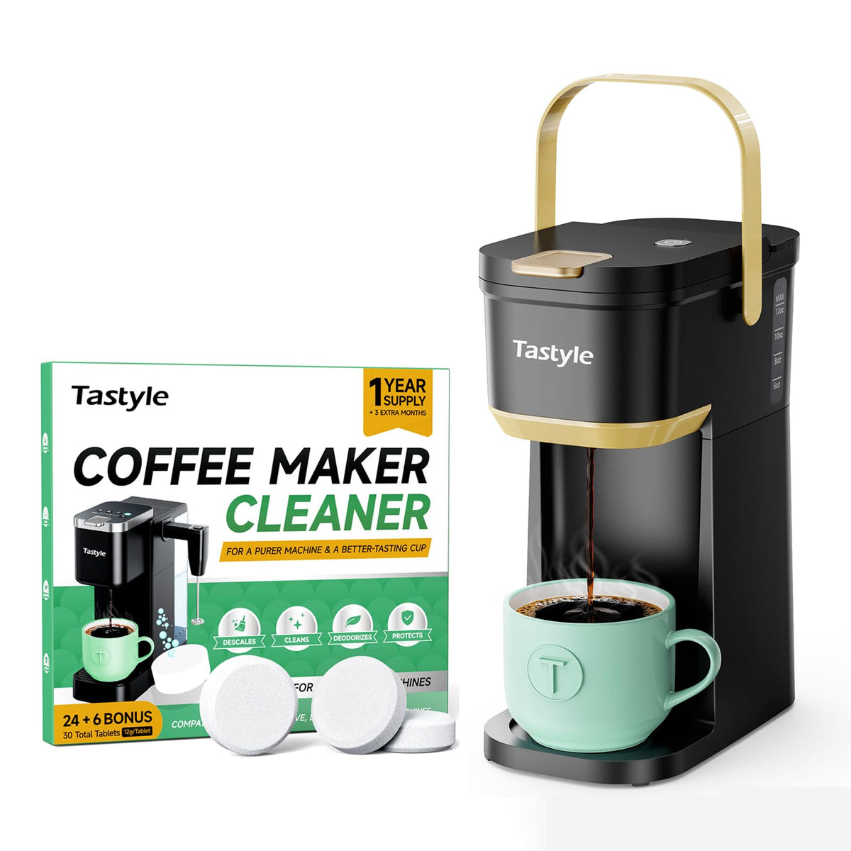 Mini Single Serve Coffee Maker with 30 Descaler Tablets W377248