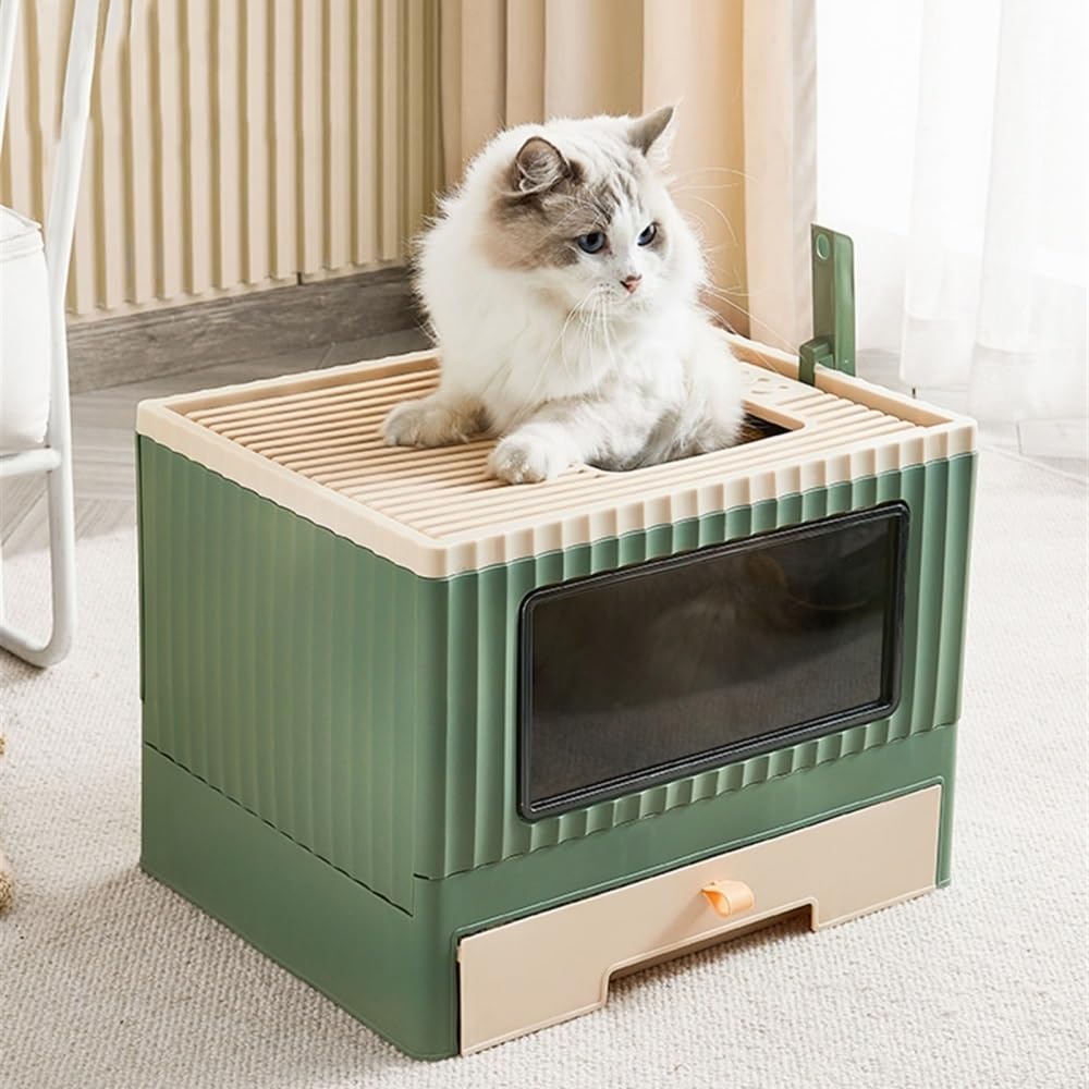 Foldable Top Entry Cat Litter Box with Lid H18004