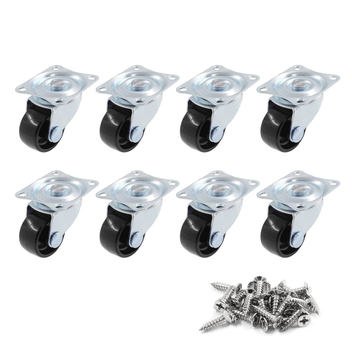 1 inch Swivel Caster Wheels Rubber Base, 8pcs W331596