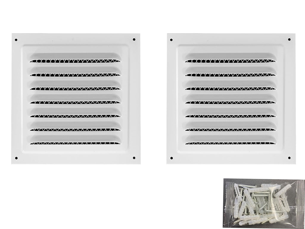 2pcs White 6" x 6" Aluminum Square Vent with Insect Screen J3398