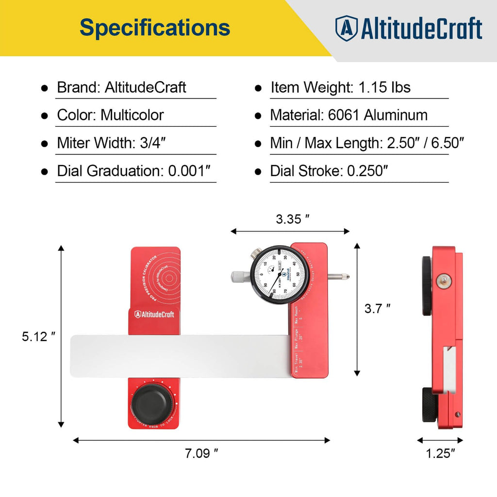 Table Saw Alignment Gauge with 0.001-Inch Dial Indicator N345464