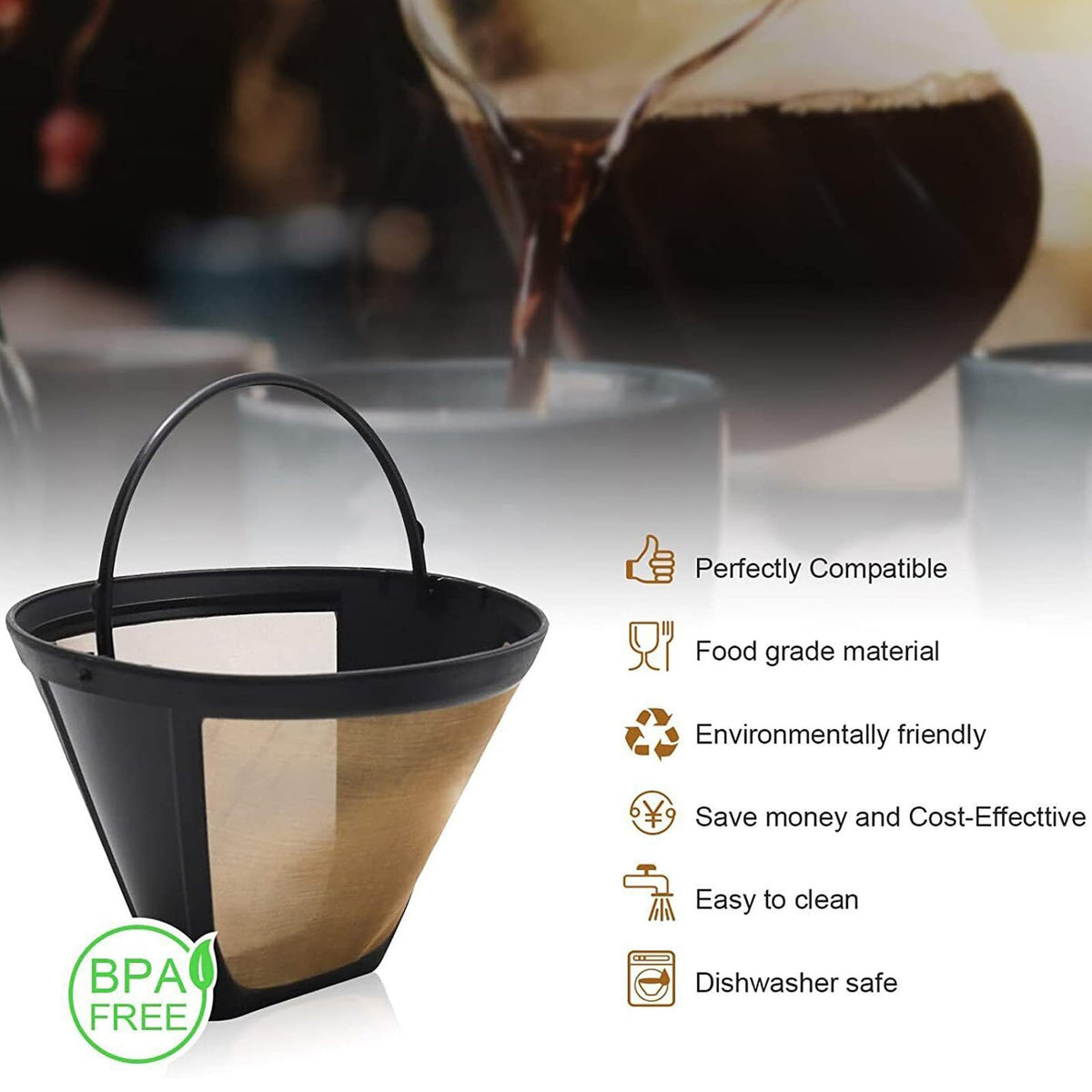 2 Pack Reusable Cone Coffee Filter R55024