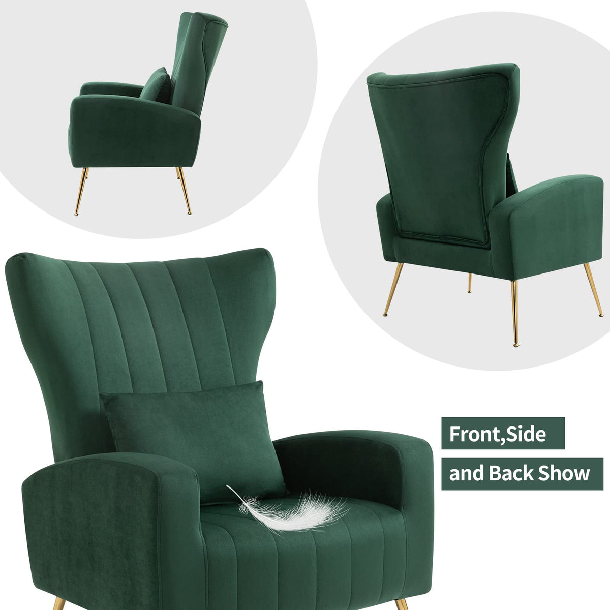 Velvet Accent Chairs Set of 2 Green N582753