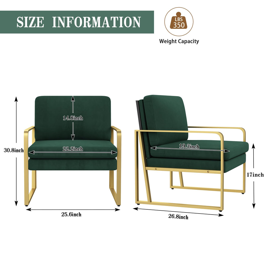 Velvet Accent Chair Set of 2 Green T1491