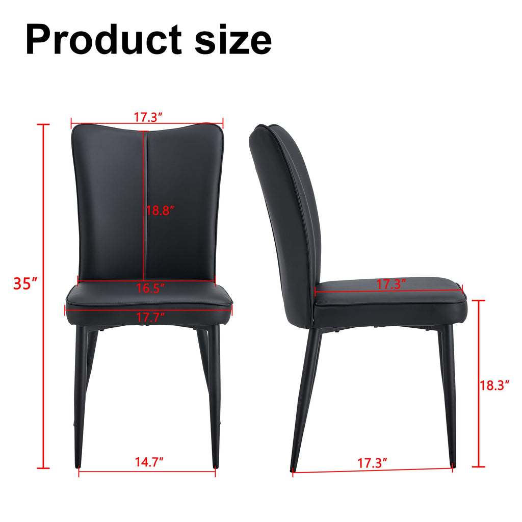 Black Faux PU Leather Dining Chairs Set of 4 D673