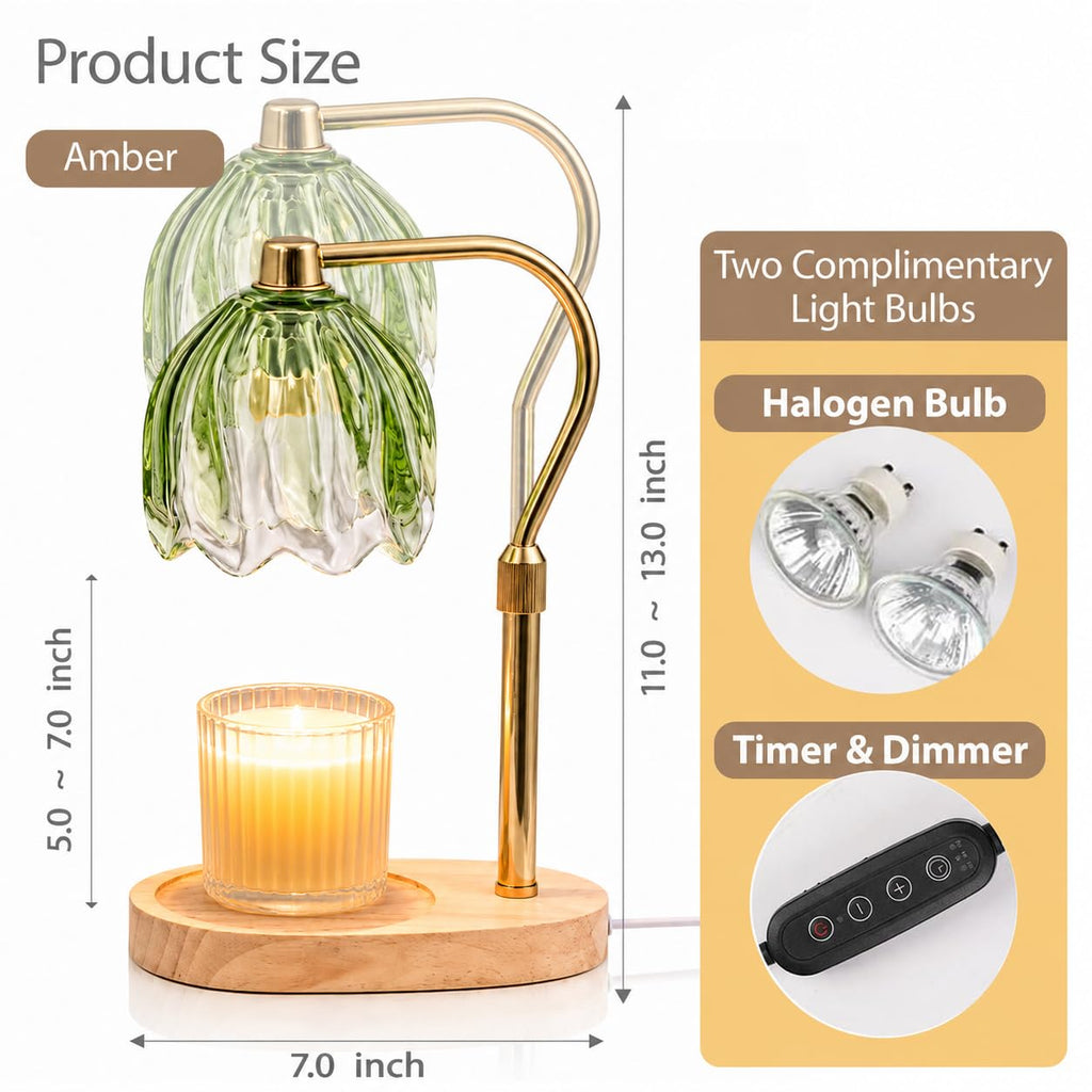 Green Dimmable Candle Warmer Lamp with Timer D2512