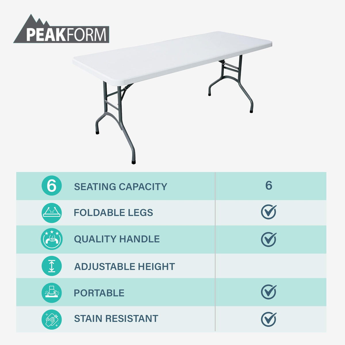 White 6 Foot Folding Multipurpose Table A26650
