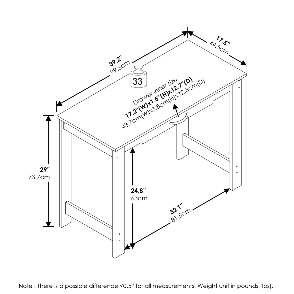 Black Writing Desk with Drawer I59046