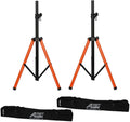 Tripod PA Speaker Stands with Orange Base and 2 Canvas Carrying Bags E812362
