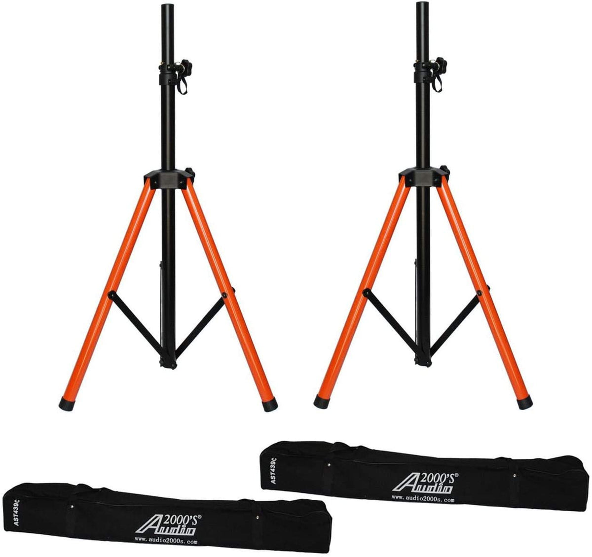 Tripod PA Speaker Stands with Orange Base and 2 Canvas Carrying Bags E812362