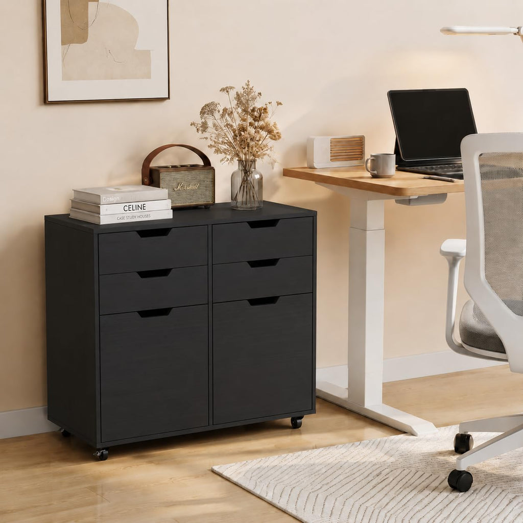 Mobile File Cabinet Rolling Printer Stand Black P806