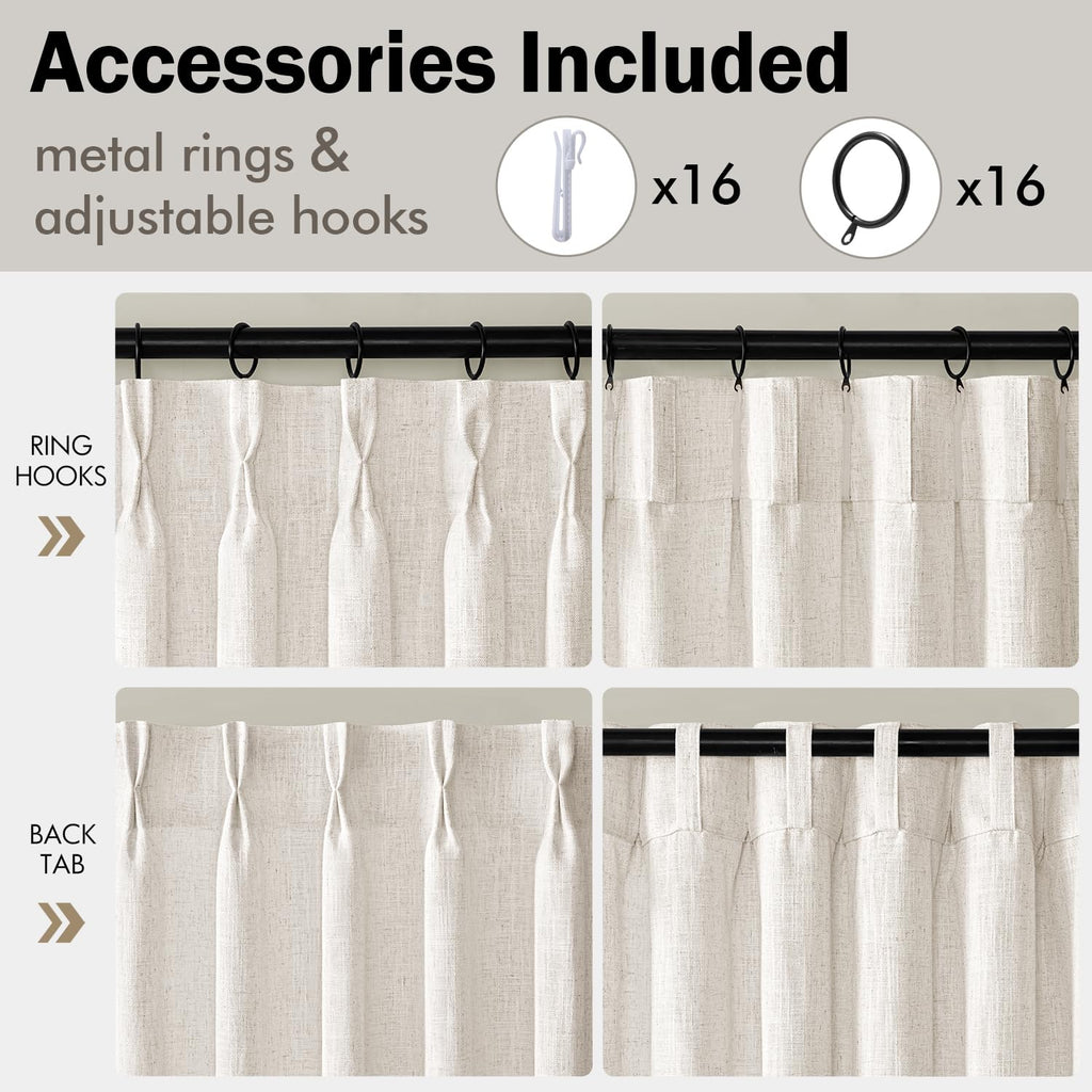 120 Inches Long 2 Panels Linen Curtains F6444