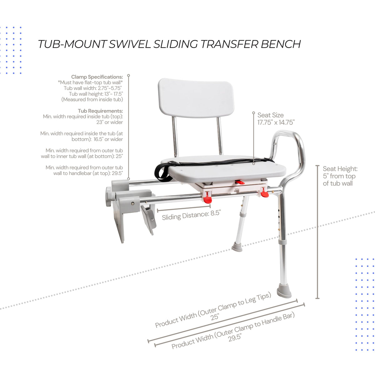 Sliding Tub Transfer Bench with Swivel Seat M951
