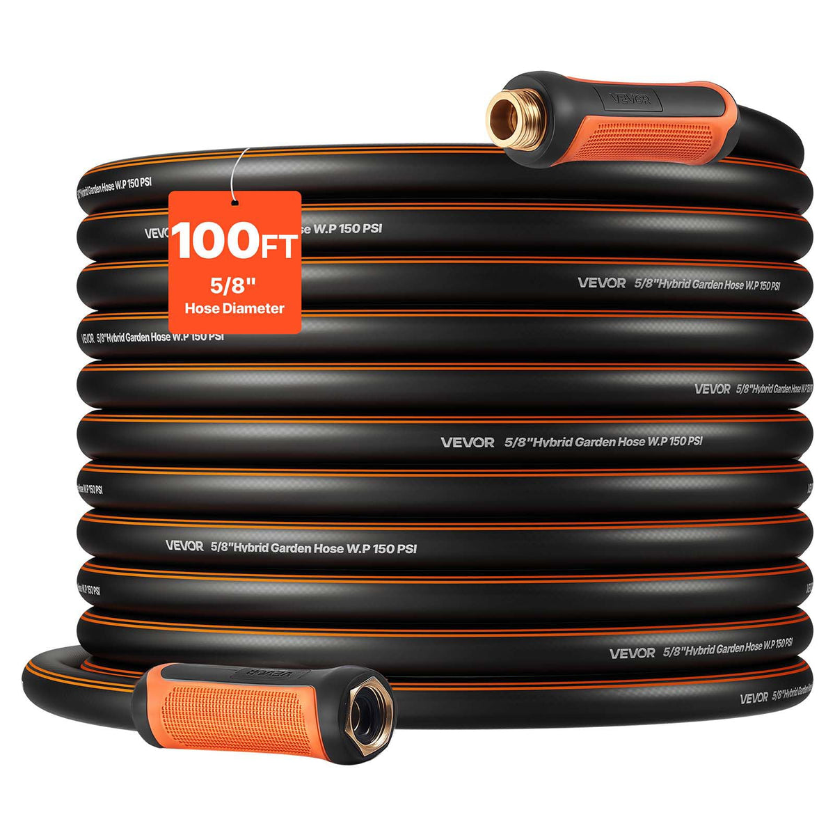 100 ft 5/8" Heavy Duty 4-Layer Rubber Garden Hose I448
