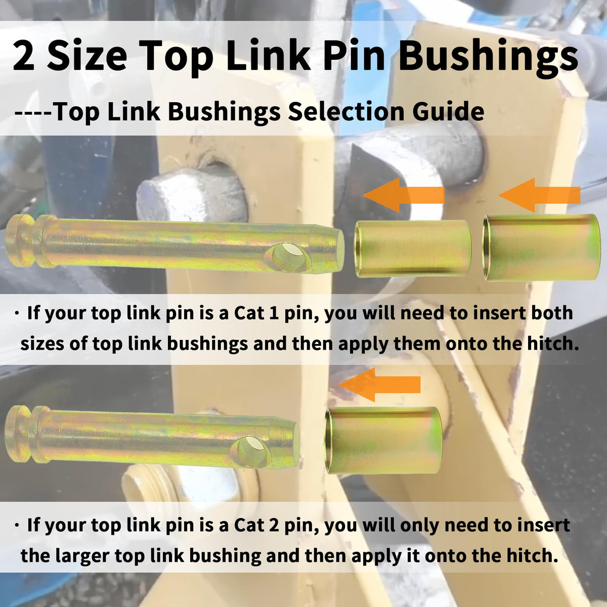 Quick Hitch Adapter Bushing Set with Top Link Bushings, 2 Pair, Gold F9237
