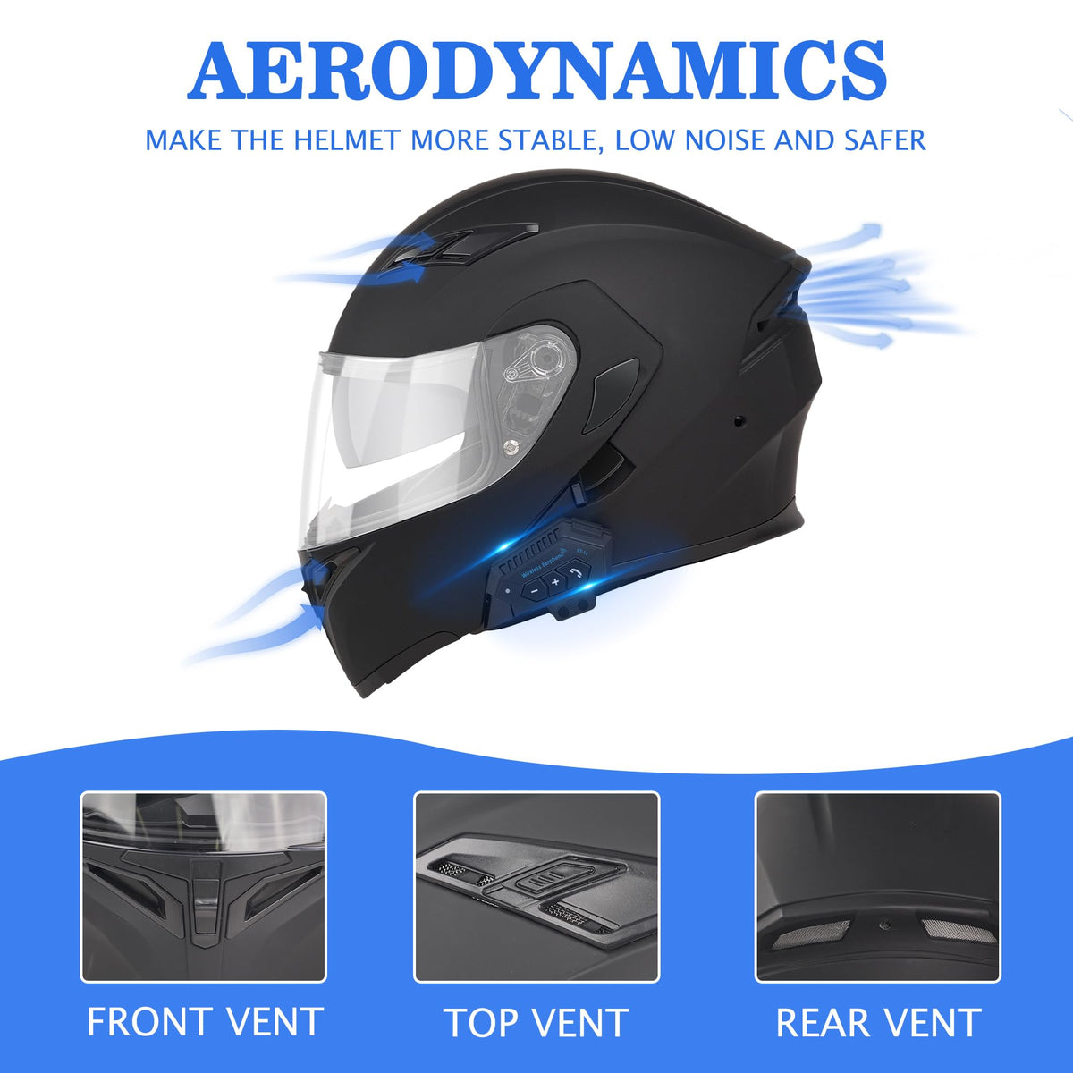 Bluetooth Modular Motorcycle Helmet DOT Approved Dual Visor W16684