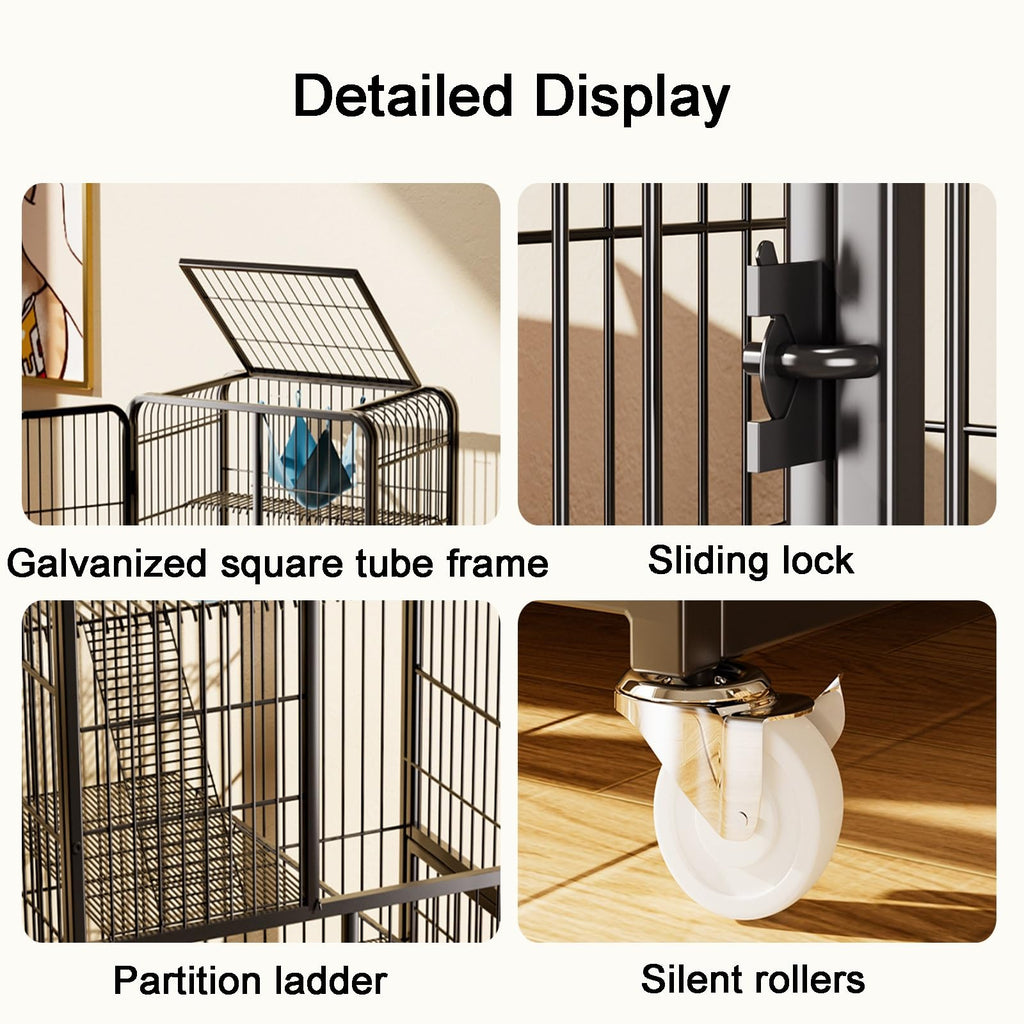 4-Tier Metal Cat Cage with Litter Box and Hammock L90990