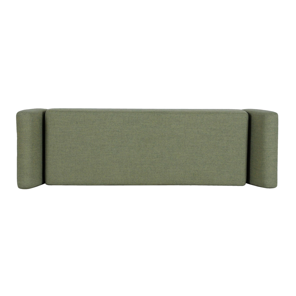 Olive Green Woven Storage Bench with Wood Legs C23363