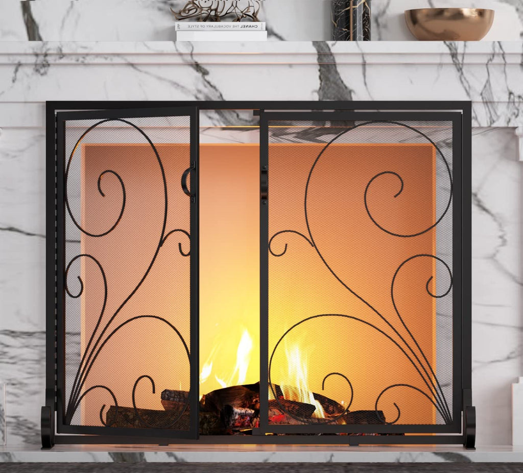 Fireplace Screen Steel Mesh Spark Guard 35" L x 28" H O650