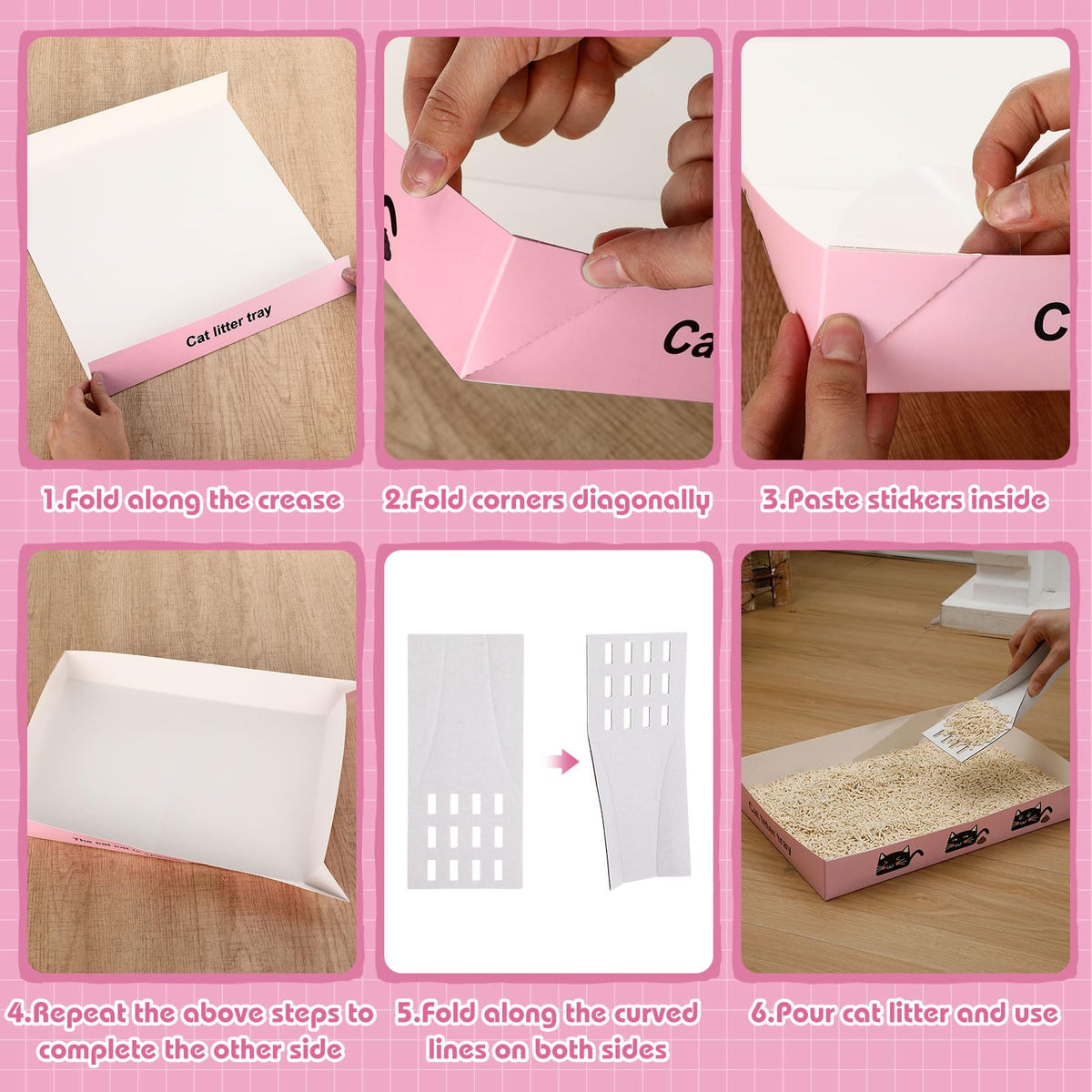 60 Pcs Disposable Cat Litter Boxes with Scoops G645776