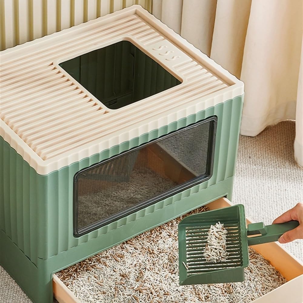 Foldable Top Entry Cat Litter Box with Lid H18004