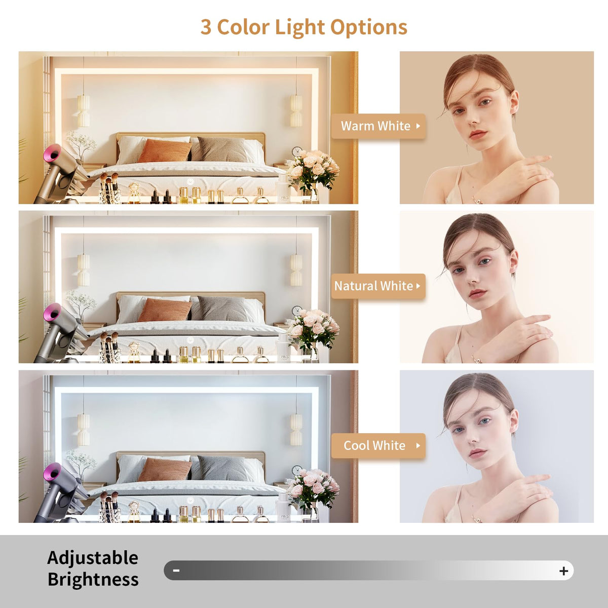 Vanity with Lighted Mirror and 9 Drawers O492730