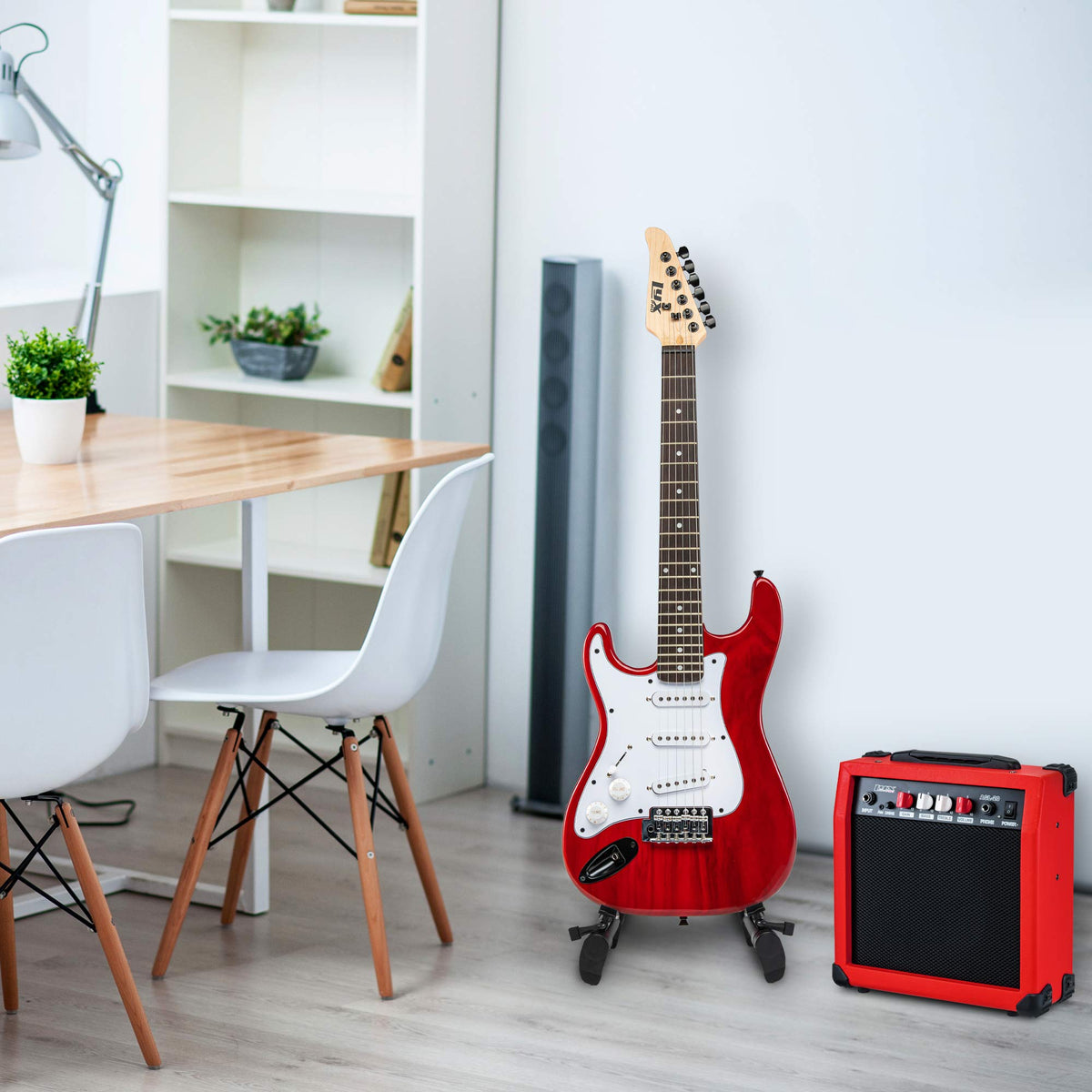 Left Hand 36 Inch 3/4 Size Electric Guitar Kit Red V6135