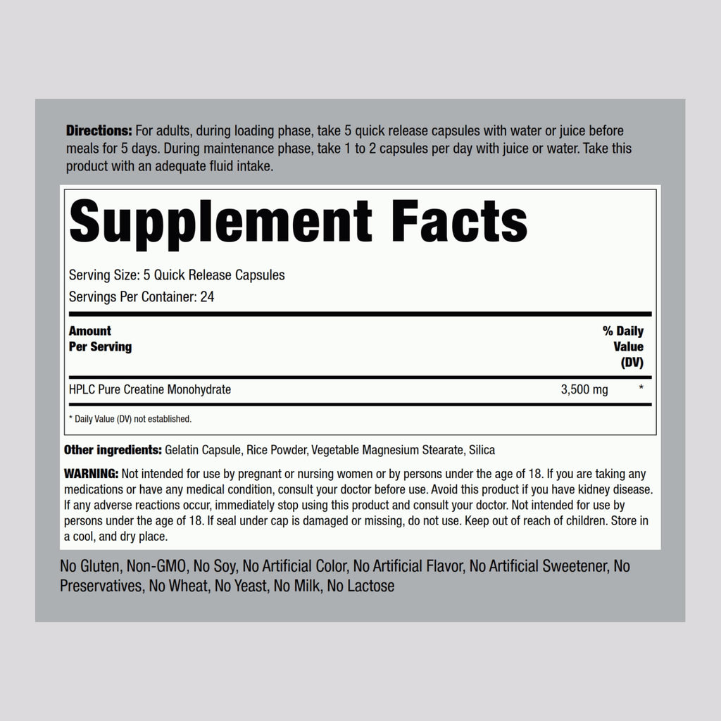 Creatine Monohydrate Capsules 3500 mg 120 Pills V206526