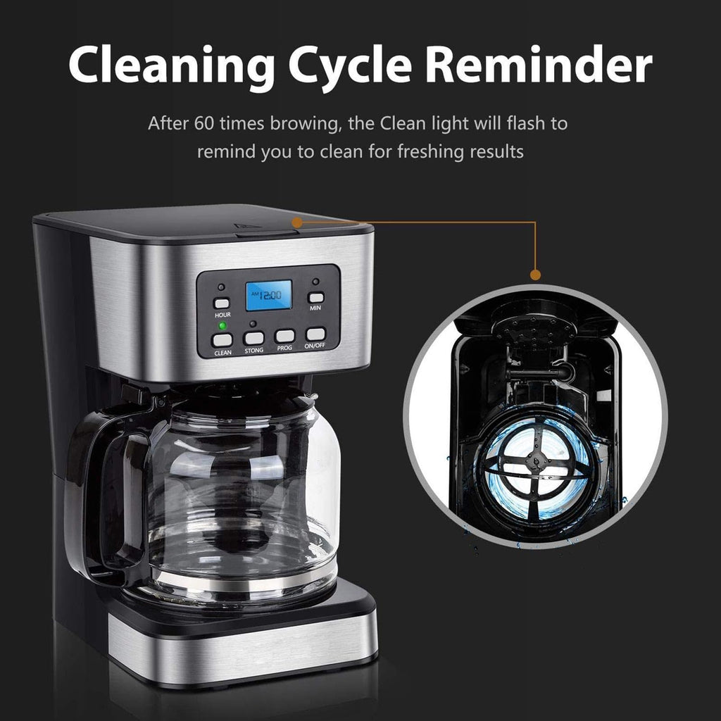 12 Cup Programmable Drip Coffee Maker with Glass Carafe I688
