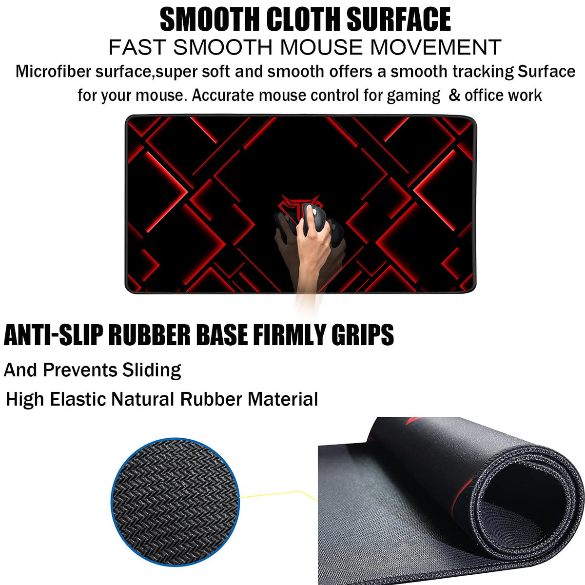 Large Waterproof Gaming Mouse Pad with Stitched Edge K85711