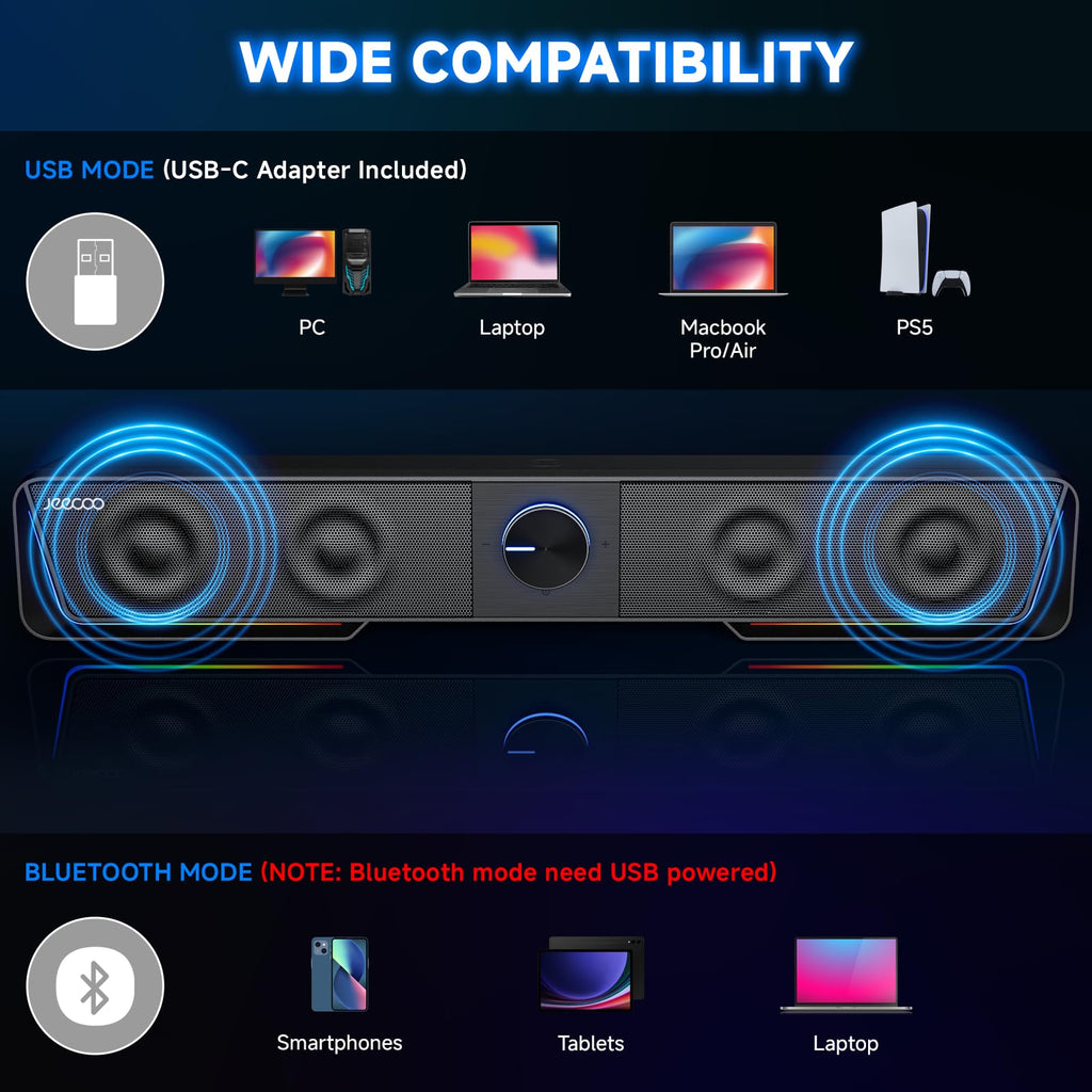 Bluetooth Computer Speakers with LED Light J1307