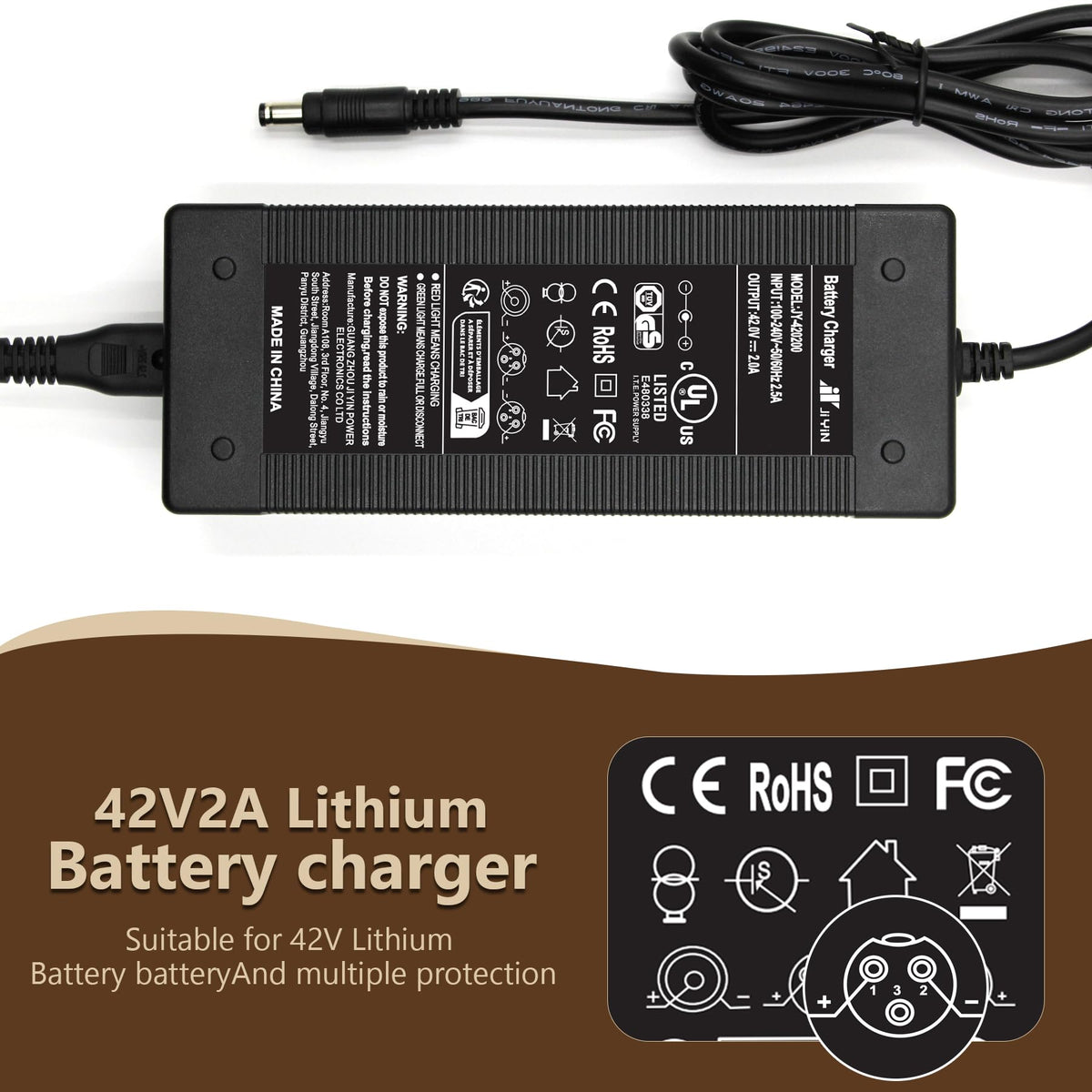 36V-42V 2A Electric Scooter Charger V886