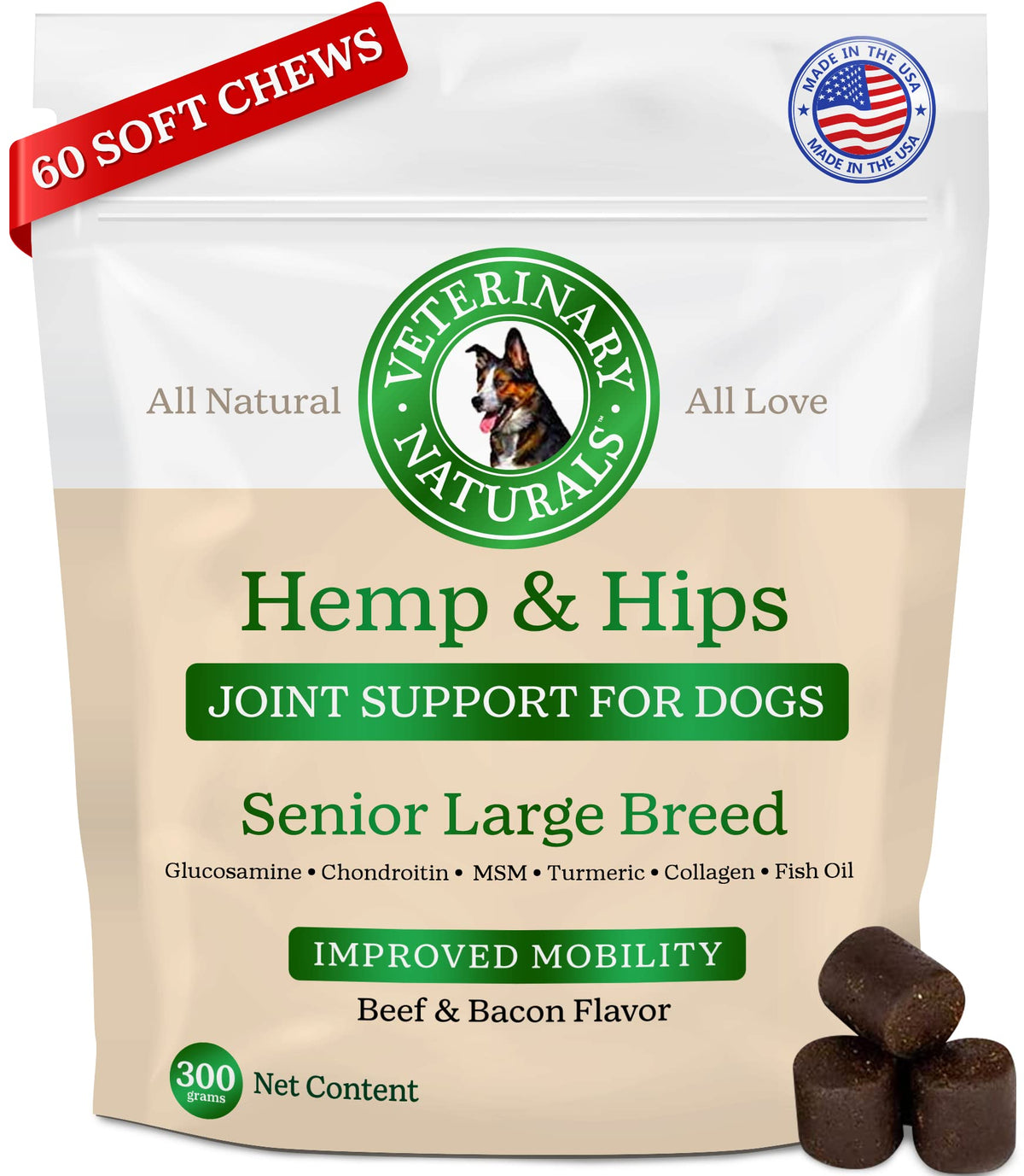 Hemp & Hips Large Breed Dog Joint Chews 60ct Y63131