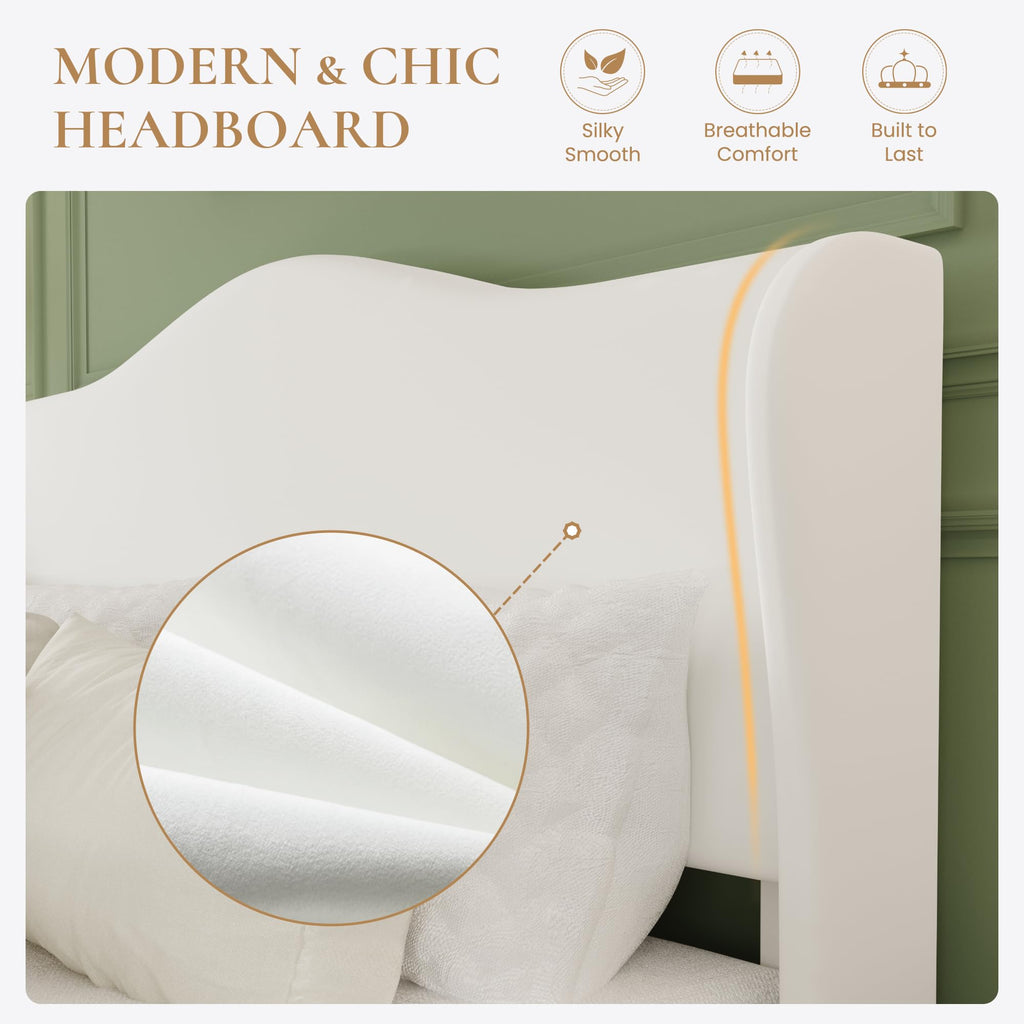 Queen Size Bed Frame with Wingback Headboard Y978160