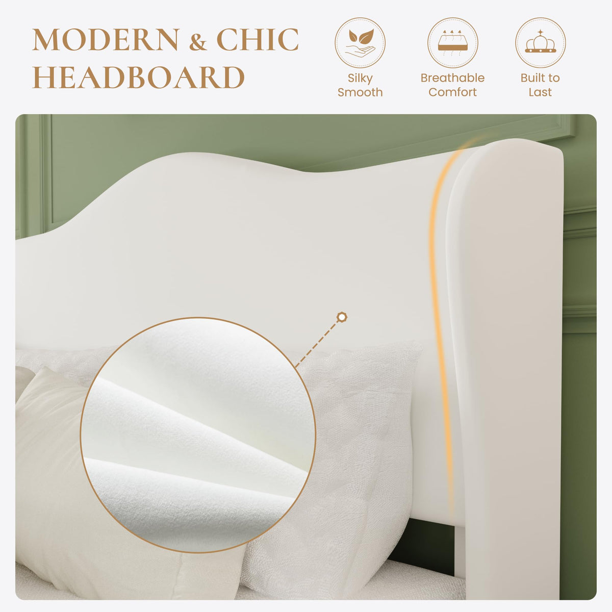 Queen Size Bed Frame with Wingback Headboard Y978160