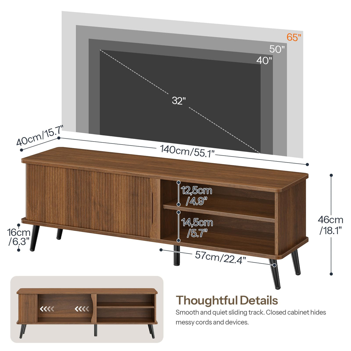 Mid Century Modern TV Stand with Storage C16921
