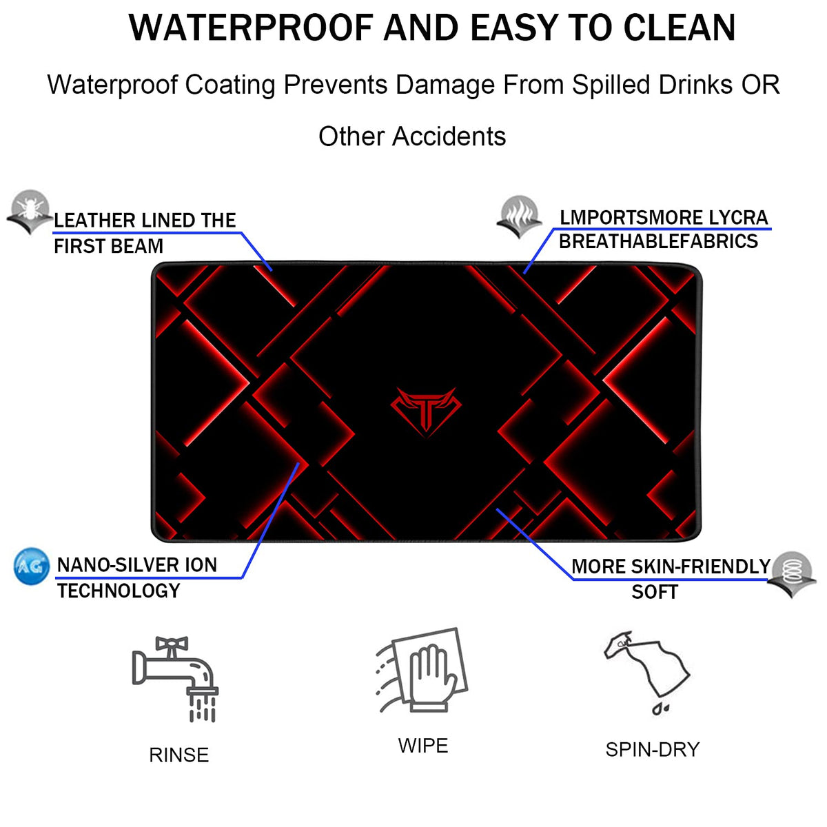 Large Waterproof Gaming Mouse Pad with Stitched Edge K85711