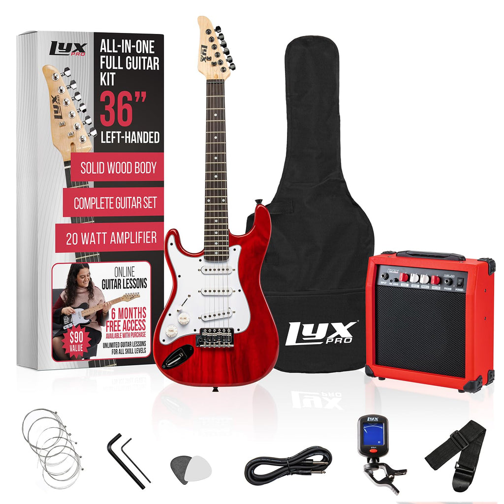 Left Hand 36 Inch 3/4 Size Electric Guitar Kit Red V6135